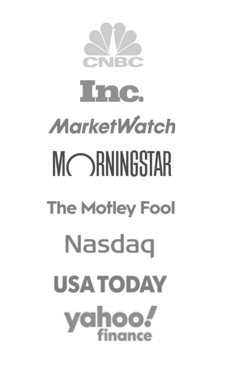 As seen in CNBC, Yahoo Finance, Nasdaq, USA Today, MarketWatch, The Motley Fool, Inc., Morningstar